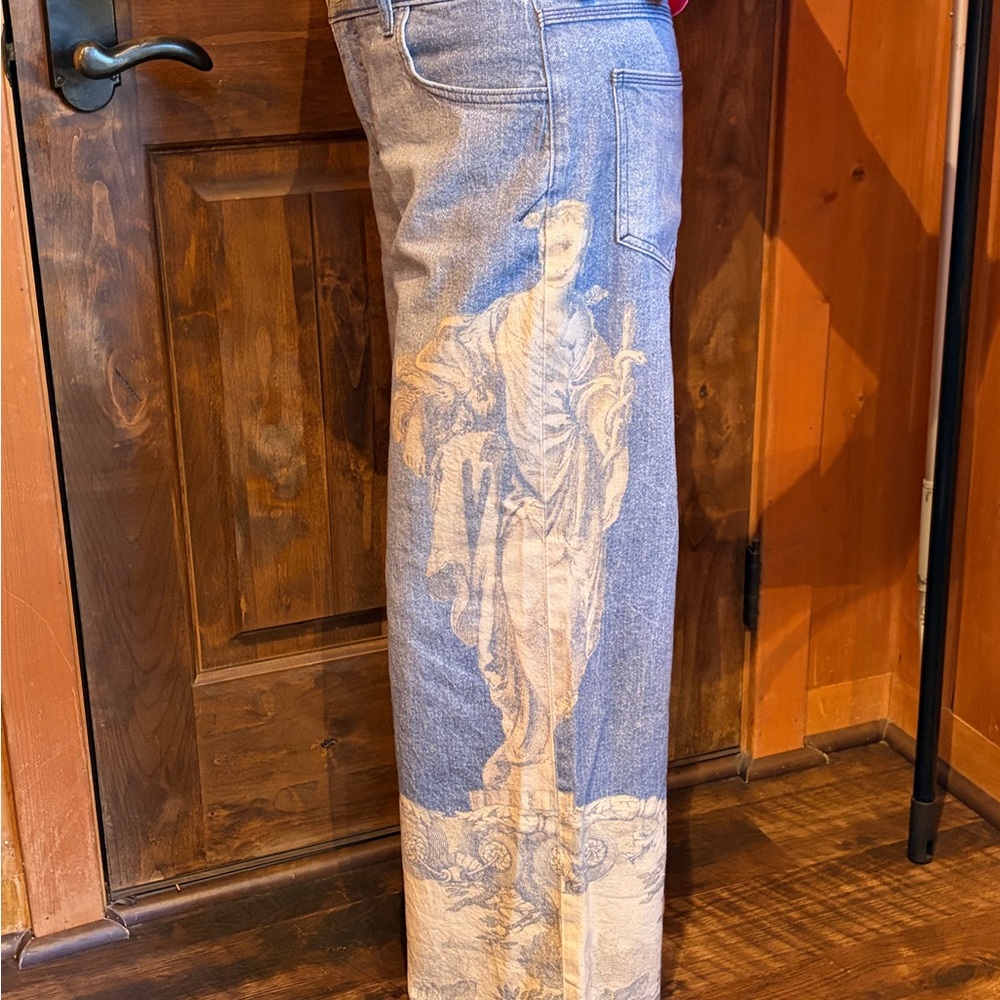 Pilcro Blue and Cream Flare Jeans - Picture 13 of 16